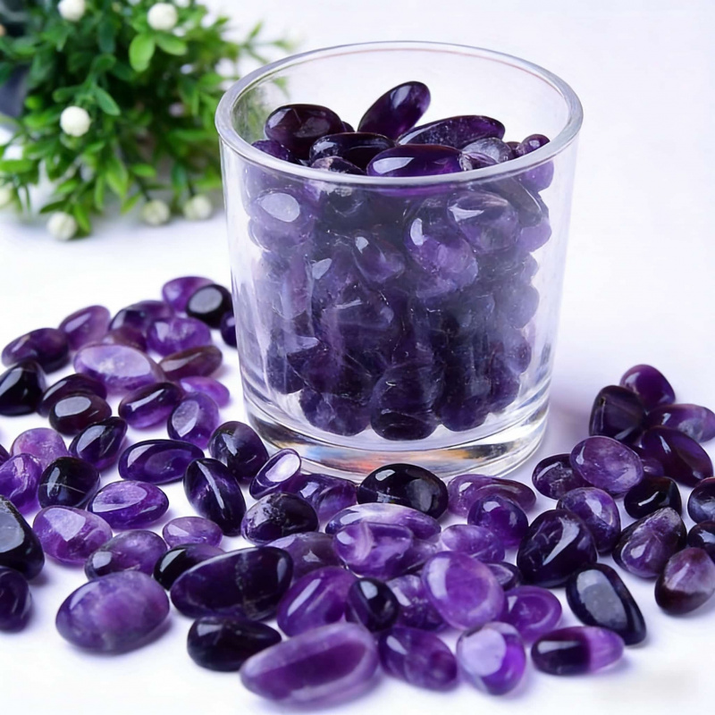 Aquarium Fish Saltwater - Natural Amethyst Raw Stone Polished Chips50-100GLandscaping