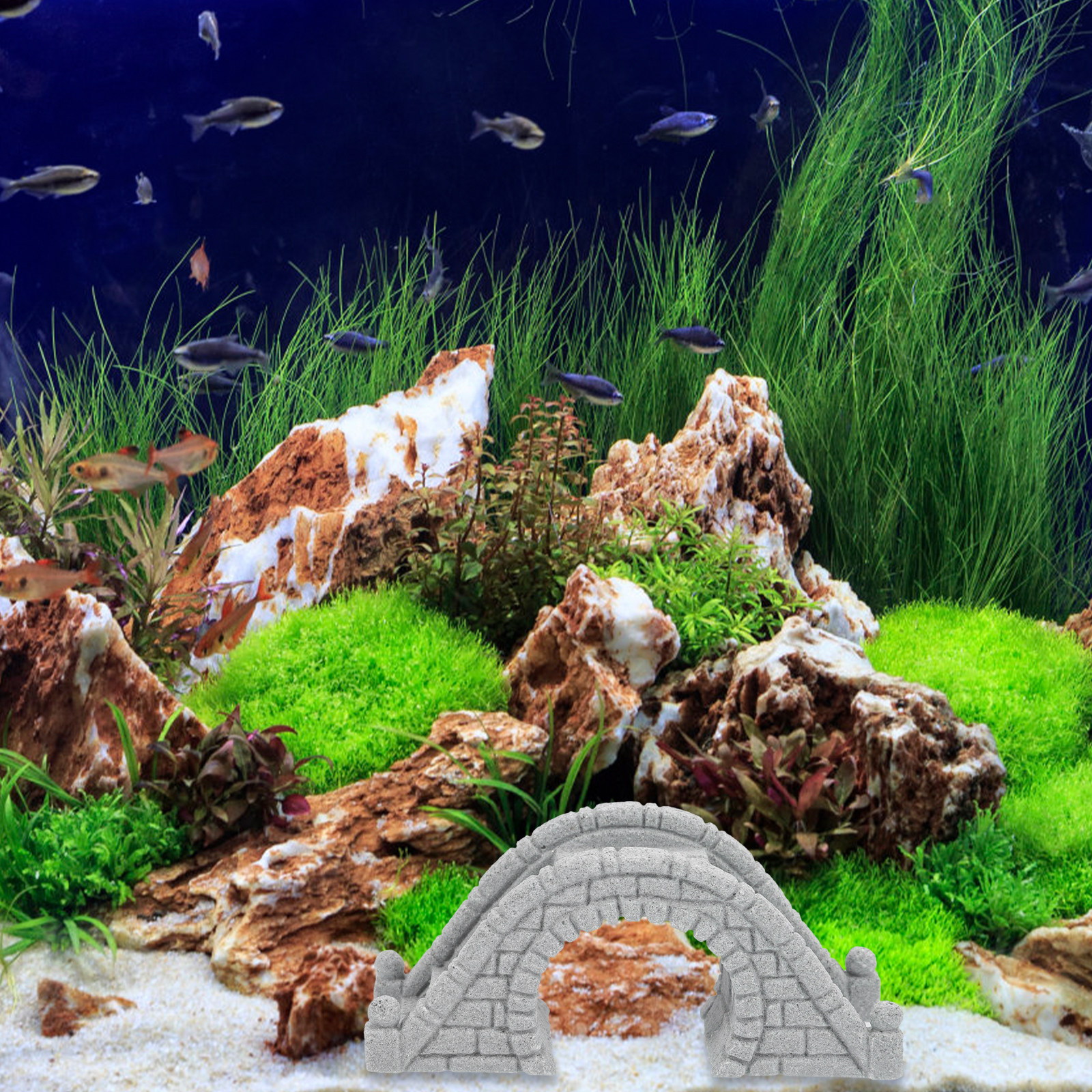 2Pcs Lifelike Miniature Stone  - огляд і ціна Aquarium Fish Bridge